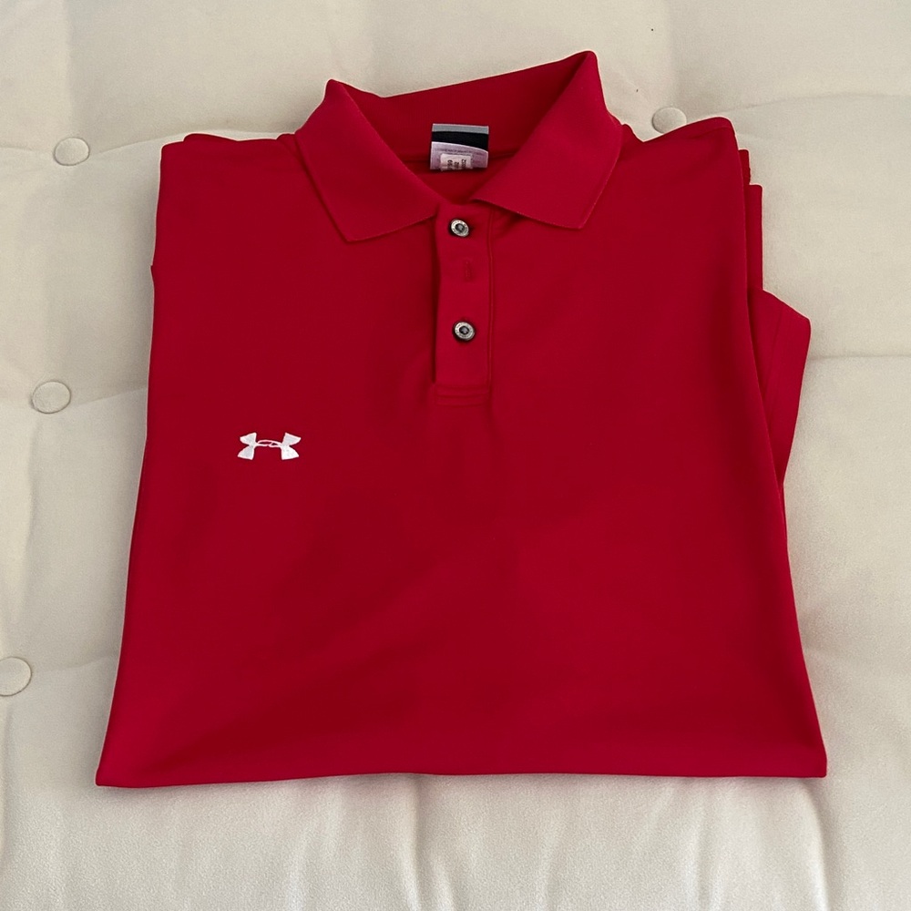 Under Armour Men’s Bright Red Polo with White Logo